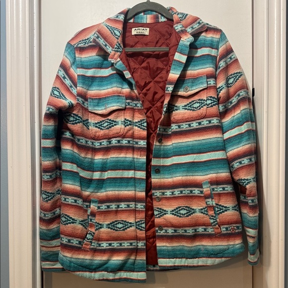 Ariat Jackets & Blazers - Ariat Shacket Flannel Quilt Lined Southwestern Cowgirl Multicolor Women's Large